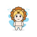 Cute baby character wearing lion costume Royalty Free Stock Photo