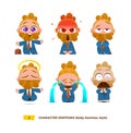 Cute baby characters emotions set.