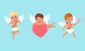 Cute Baby Cherubs with Wings Set, Funny Lovely Boys Cupid Characters in Different Actions Cartoon Vector Illustration