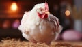 Cute baby chicken on farm, looking at camera generated by AI Royalty Free Stock Photo