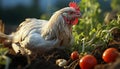 A cute baby chicken looks at the camera on the farm generated by AI Royalty Free Stock Photo