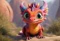 Cute baby colorful dragon. Generative AI