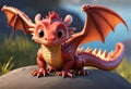 Cute baby colorful dragon. Generative AI