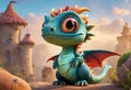 Cute baby colorful dragon. Generative AI