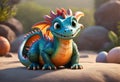 Cute baby colorful dragon. Generative AI