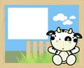 Cute baby cow and blank board Royalty Free Stock Photo