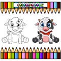 Cute baby cow cartoon sitting for coloring book Royalty Free Stock Photo