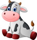 Cute baby cow cartoon sitting Royalty Free Stock Photo