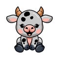 Cute baby cow cartoon sitting Royalty Free Stock Photo