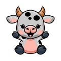 Cute baby cow cartoon sitting Royalty Free Stock Photo