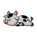 Cute baby cow cartoon sleeping Royalty Free Stock Photo