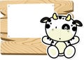 Cute baby cow on wooden board Royalty Free Stock Photo