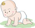 Cute baby crawling