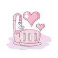 cute baby crib with hearts love Royalty Free Stock Photo