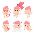 Cute baby cupid collection. Valentine's day cartoon vector set