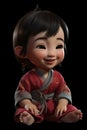 cute baby 3D realistic like cartoon character Mulan ultra-realistic full body AI generated