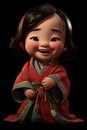 cute baby 3D realistic like cartoon character Mulan ultra-realistic full body AI generated Royalty Free Stock Photo