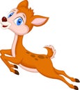 Cute baby deer cartoon jumping