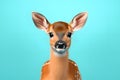 Cute Baby Deer Portrait in Bold Minimalist Studio. Generative AI Illustration