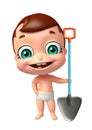 Cute baby with Digging shovel