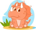 Cute Baby Dinosaur Cartoon Character Seating