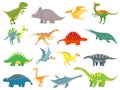 Cute baby dinosaur. Dinosaurs dragon and funny dino character. Fantasy cartoon dinosaurs vector illustration set Royalty Free Stock Photo