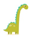 Cute baby dinosaur, funny jurassic animal character, isolated happy dino monster