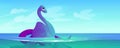 Cute baby dinosaur, plesiosaurus in water