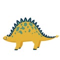 Cute baby dinosaur stegosaurus isolated on white background. Kid character dino monster for cool nursery prints Royalty Free Stock Photo