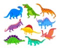 Cute Baby Dinosaurs, Dragons and Funny Dino Characters Set. Isolated Fantasy Colorful Prehistoric Happy Wild Animals Royalty Free Stock Photo