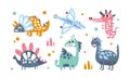 Cute Baby Dinosaurs Set, Adorable Colorful Dino Characters Cartoon Vector Illustration Royalty Free Stock Photo