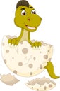 Cute baby dinosour hatch cartoon Royalty Free Stock Photo