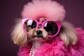 cute baby dog in barbie pink costume