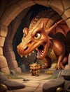 Cute baby dragon in the cave Royalty Free Stock Photo