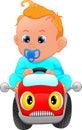 Cute baby driving car toy Royalty Free Stock Photo