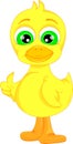 Cute baby duck cartoon thumb up Royalty Free Stock Photo