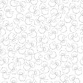 Cute baby ducks with outlines seamless pattern. Vector illustration in black and white.