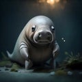 Cute baby dugong - ai generated image