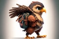 Cute baby eagle wearing backpack ready for exploring.