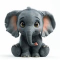 A cute baby elephant against a solid white background,animation character design,3d rendering