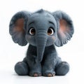 A cute baby elephant against a solid white background,animation character design,3d rendering