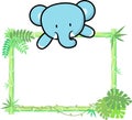 Cute baby elephant on blank board