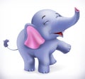 Cute baby elephant, cartoon character. 3d vector icon Royalty Free Stock Photo