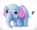 Cute baby elephant cartoon character. Funny animals vector icon Royalty Free Stock Photo