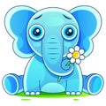 Cute baby elephant cartoon sitting Stock Illustration On A Background. For Design, Decoration Royalty Free Stock Photo