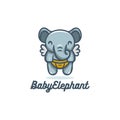 Cute baby elephant flying with wings logo mascot Royalty Free Stock Photo