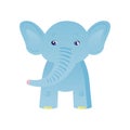 Cute Baby Elephant, Front View, Light Blue Lovely Animal Character Vector Illustration Royalty Free Stock Photo