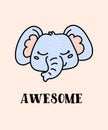Cute baby elephant hand drawn vector character Royalty Free Stock Photo