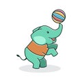 Cute Baby Elephant Happy Friendly Playing Ball Cartoon Character Royalty Free Stock Photo