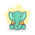 Cute Baby Elephant Happy Friendly Sit Smiling Cartoon Character Royalty Free Stock Photo